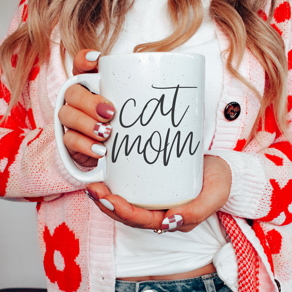 Cat Mom Mug 16oz Ceramic Coffee Cup Funny Cat Lover Gift Dishwasher Safe
