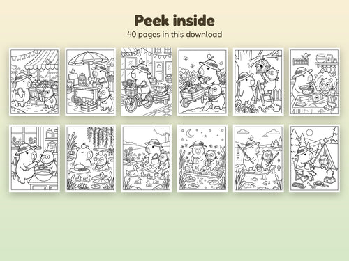 Capybara Weekend Adventures Printable Coloring Pages
