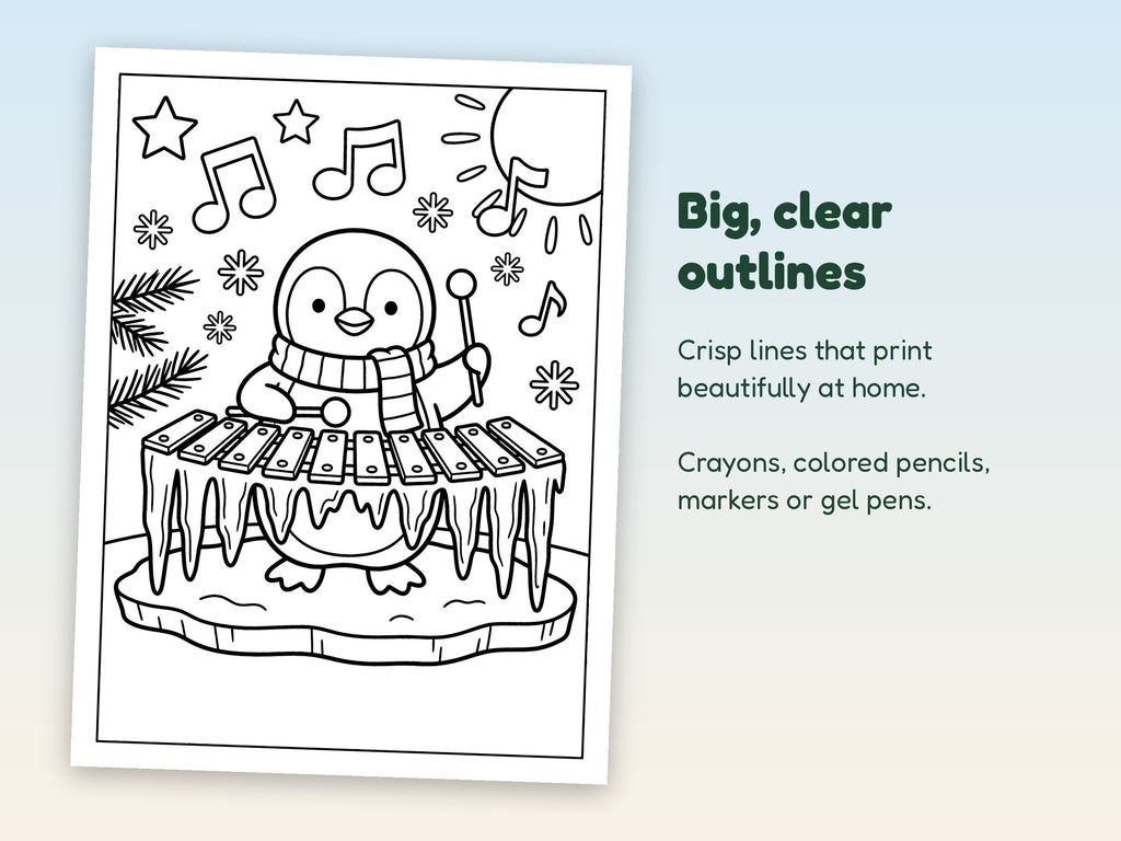 Critter Christmas Concert! Printable Coloring Pages for Kids