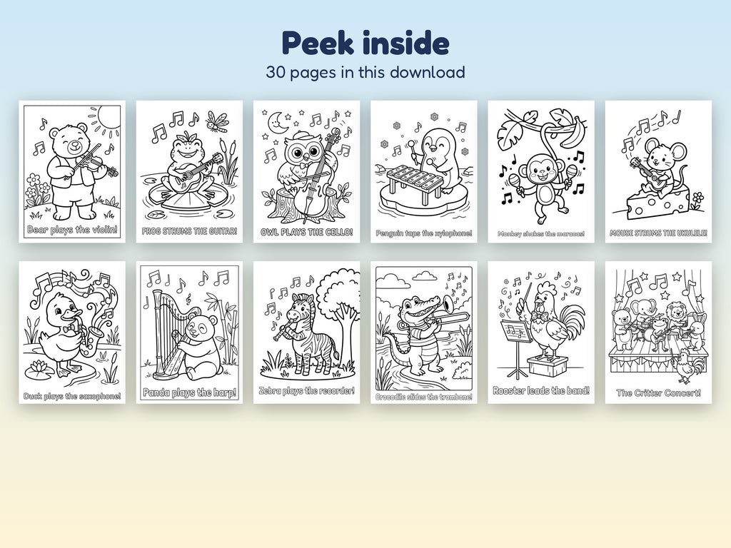 Critter Concert! Coloring Pages – Classroom License