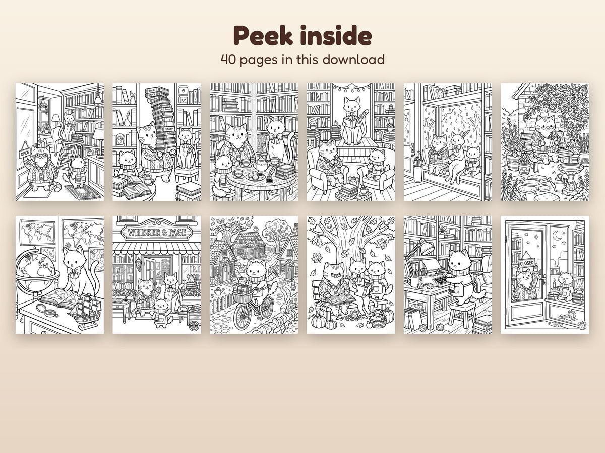 Whisker & Page Bookshop Printable Coloring Pages